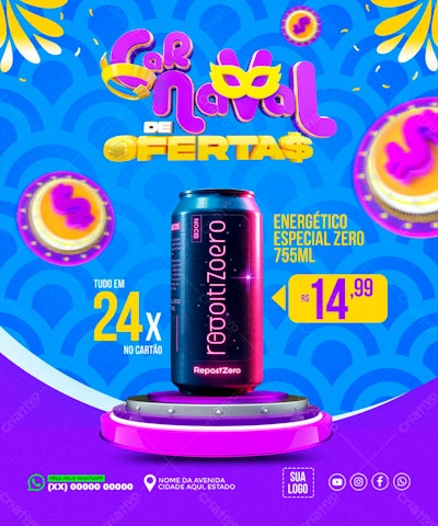 Flyer Carnaval de Ofertas PSD Editável