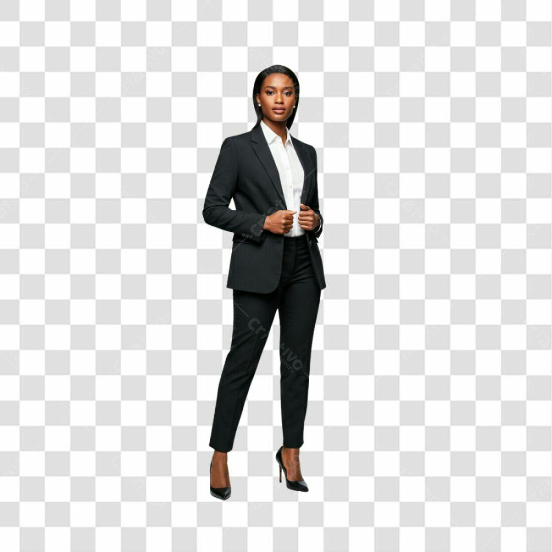 Imagem PNG de Mulher Negra em Terno para Website com fundo transparente