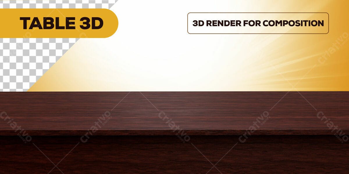 Mockup de Mesa em Madeira Marrom PSD Editável