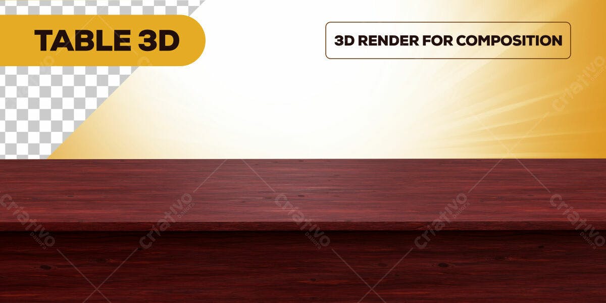 Mesa de Madeira PSD Editável para Mockups 3D