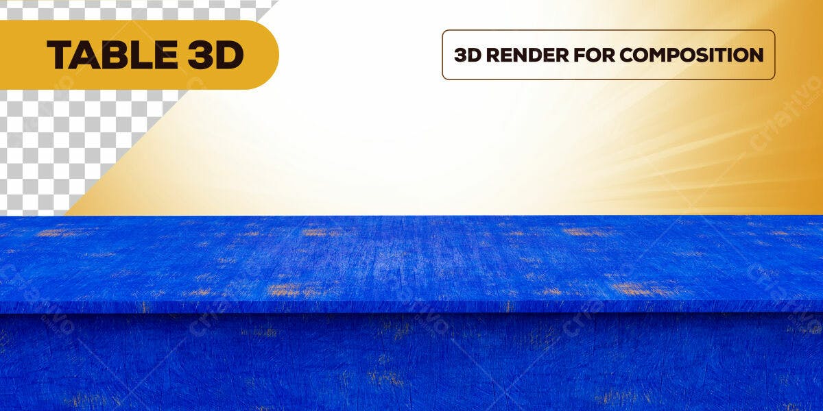 Mesa 3D Azul para Mockup PSD Editável