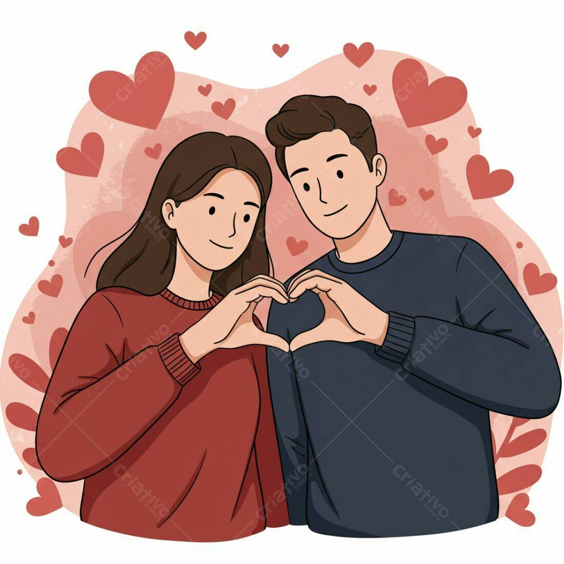 Casal apaixonado formando coração com mãos