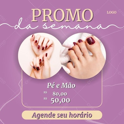 Post Instagram Promoção de Unhas com Bordas Roxas Editável no Canva