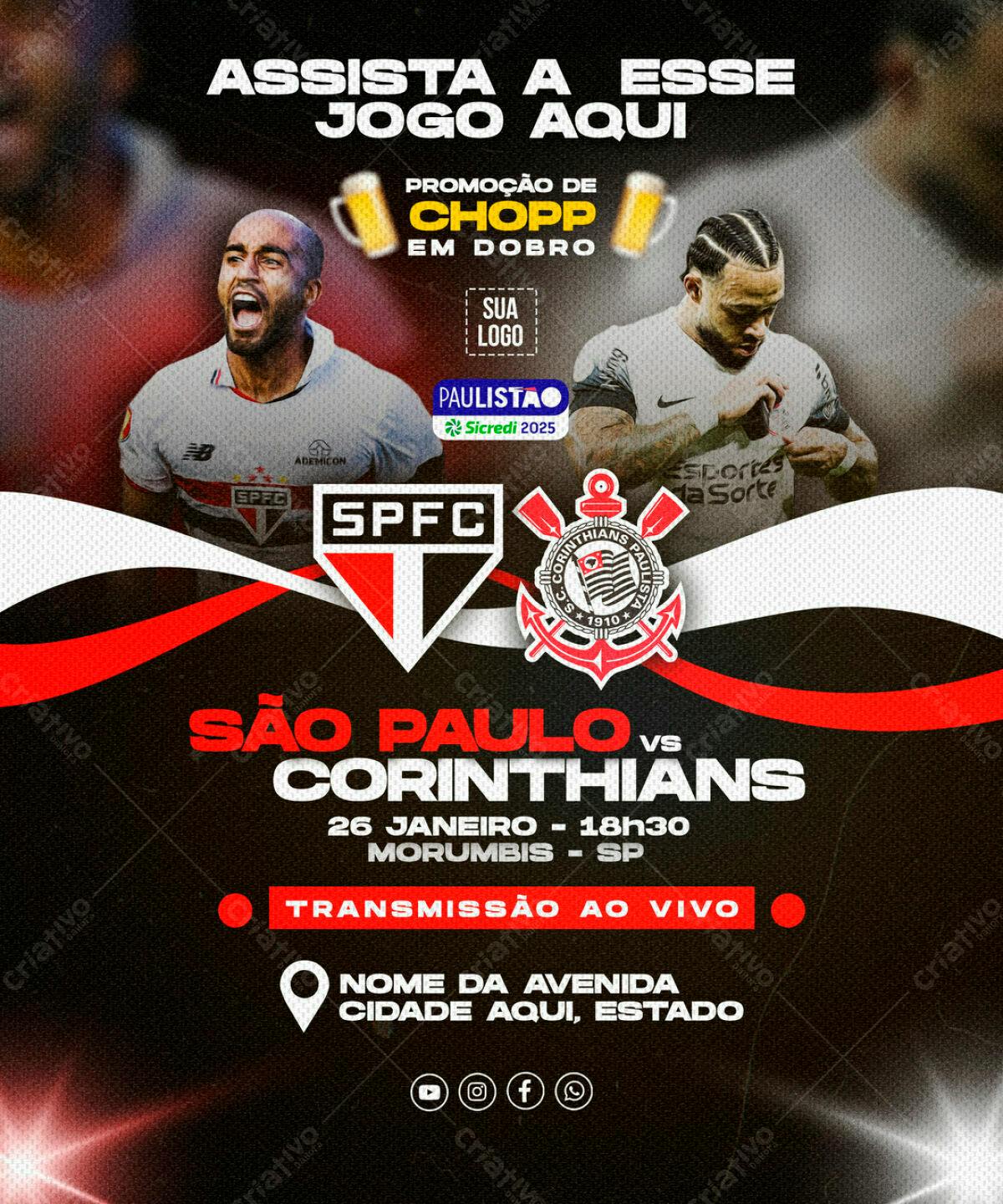 Flyer Jogo São Paulo x Corinthians PSD Editável