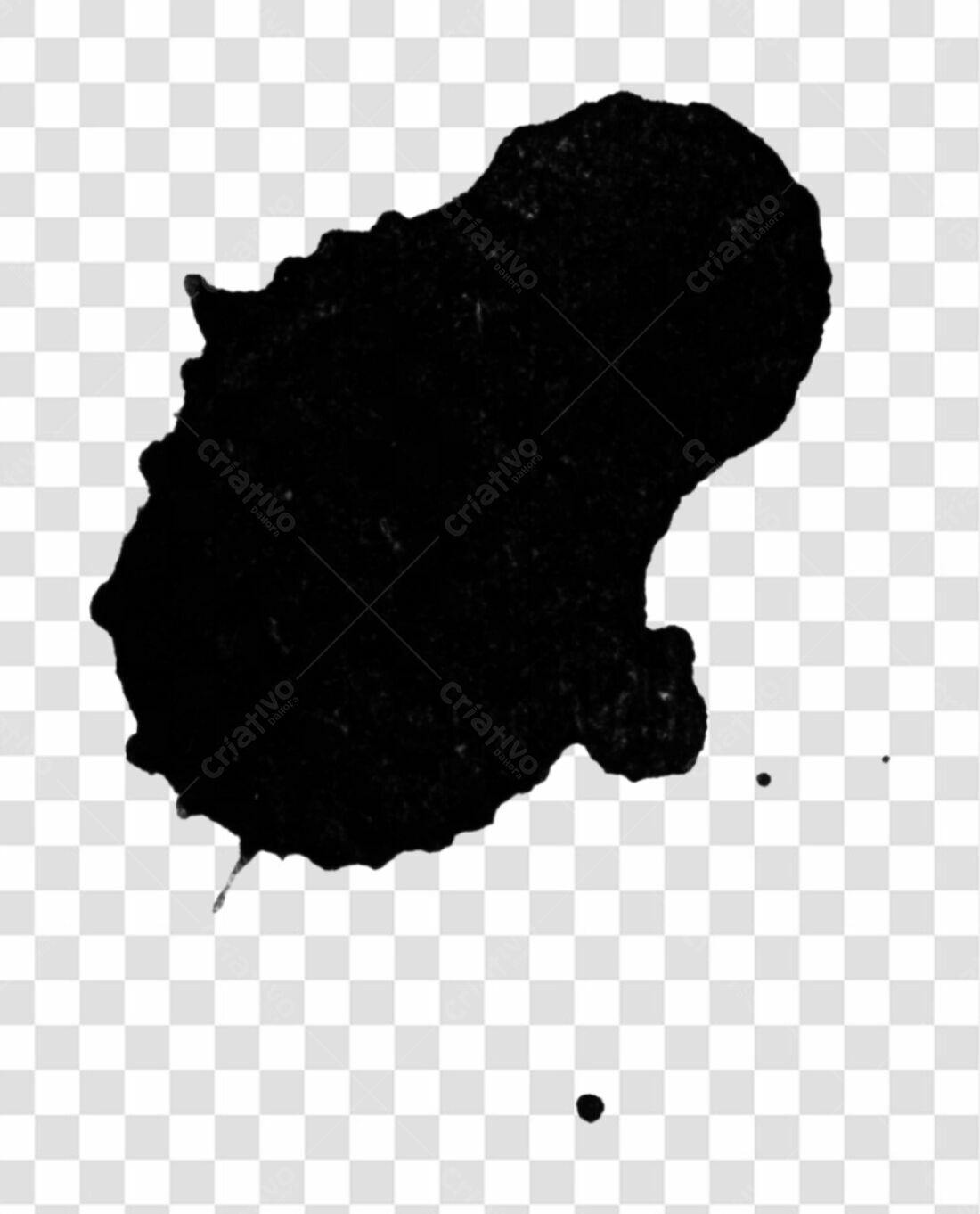 Elemento PNG Mancha de tinta preta com fundo transparente