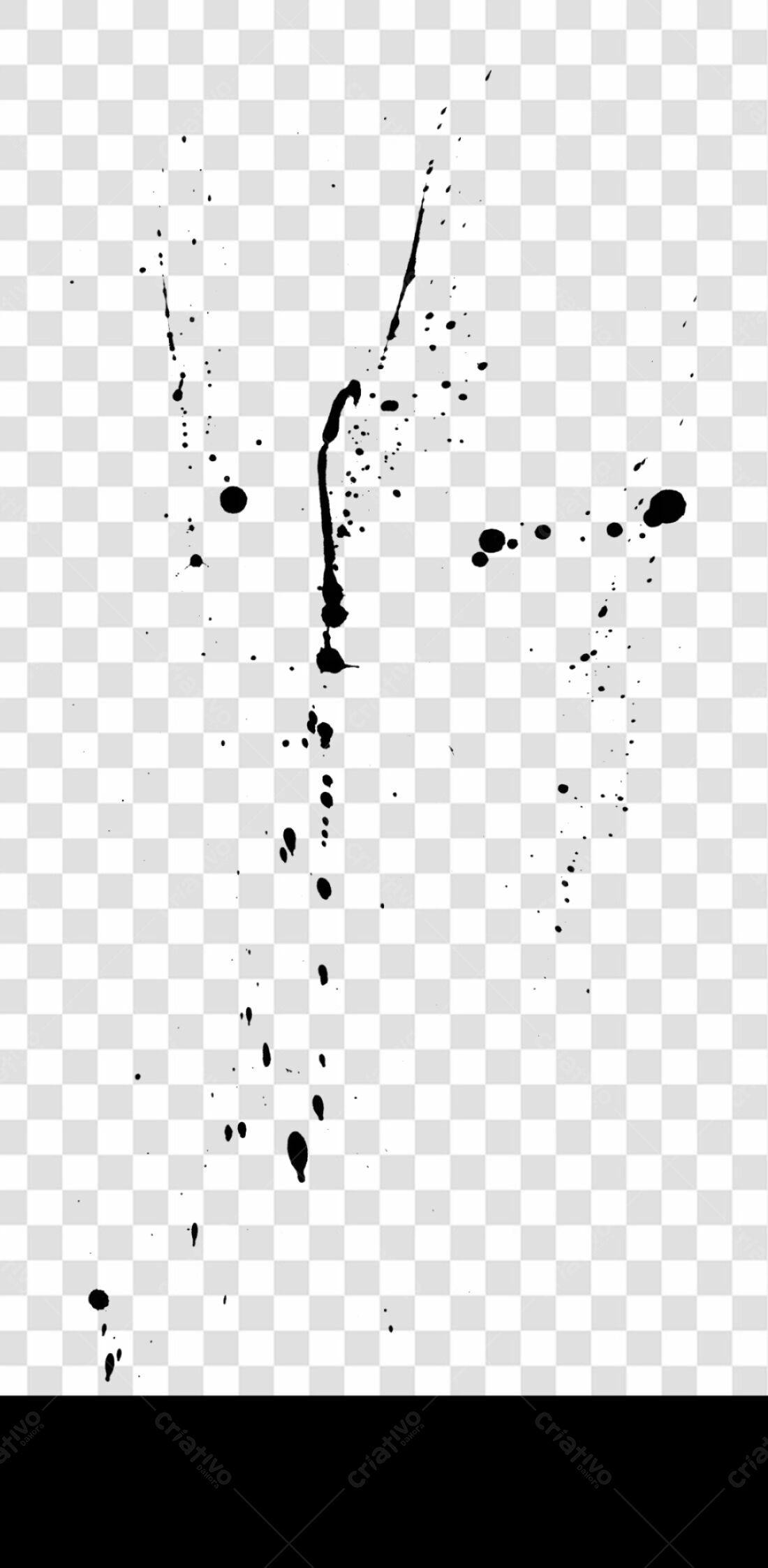 PNG Elemento gráfico abstrato com respingos de tinta preta com fundo transparente