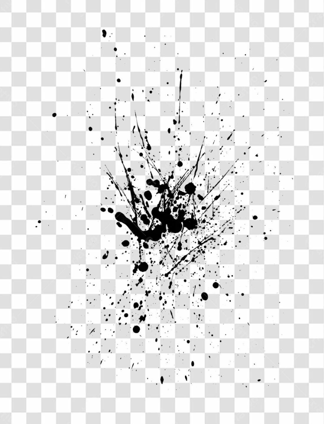 PNG Elemento gráfico abstrato com respingos de tinta preta com fundo transparente