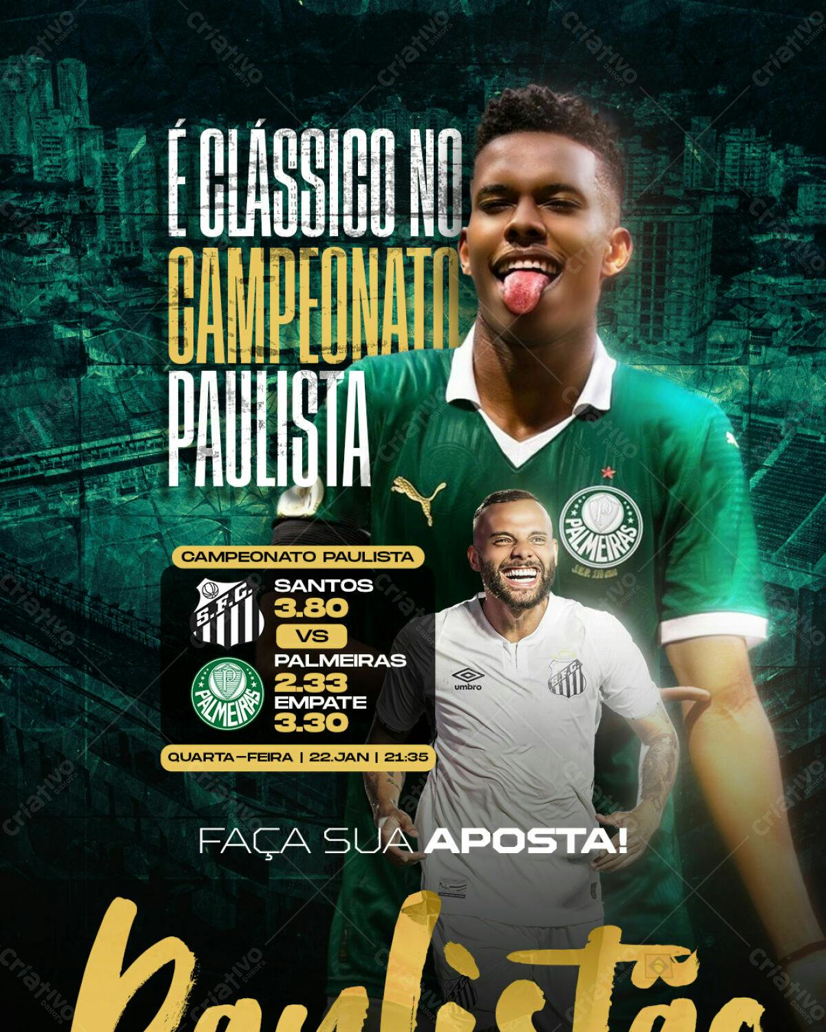 Flyer Santos x Palmeiras Campeonato Paulista PSD Editável