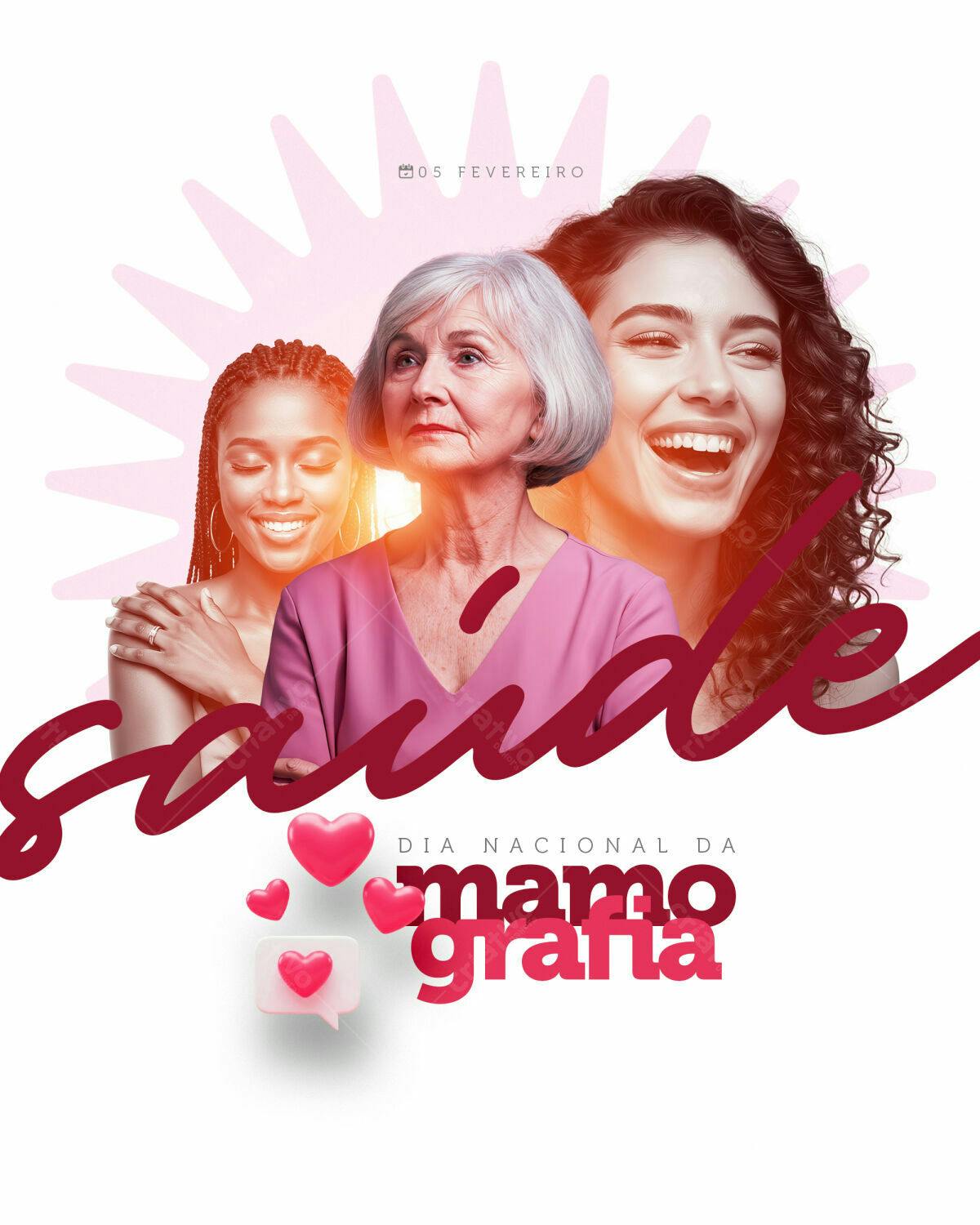 Flyer Dia Nacional da Mamografia PSD Editável