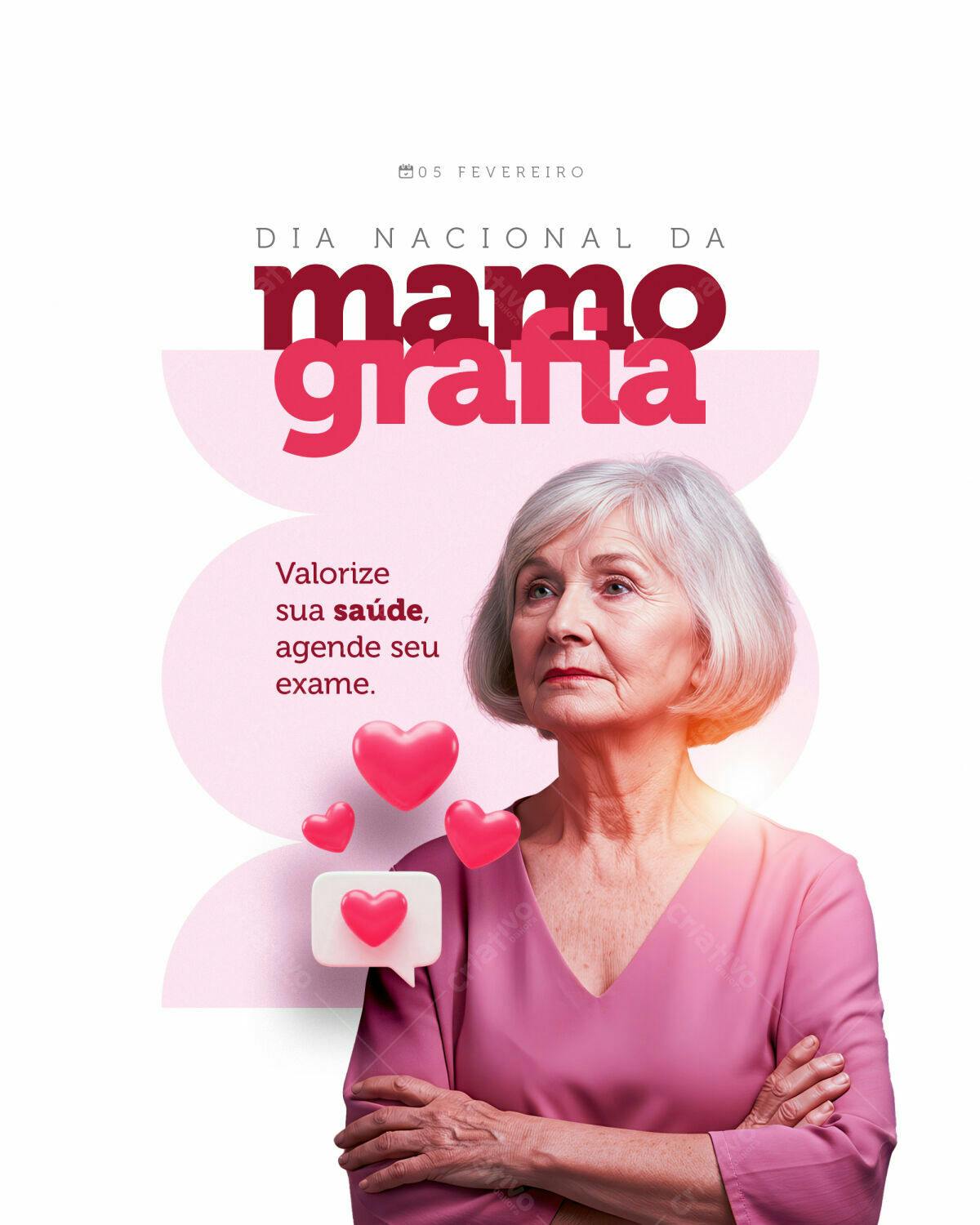 Flyer Dia Nacional da Mamografia PSD Editável