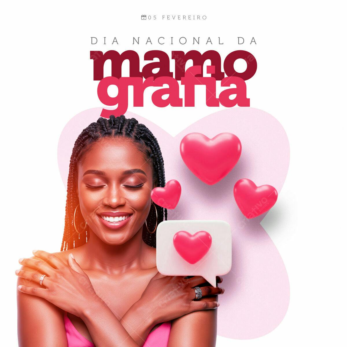 Flyer Dia Nacional da Mamografia PSD Editável