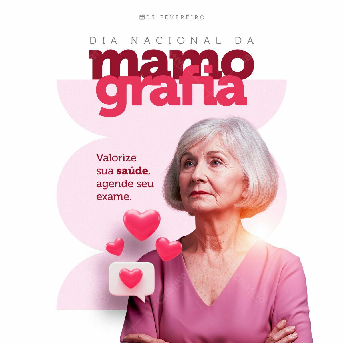 Flyer Dia Nacional da Mamografia PSD Editável