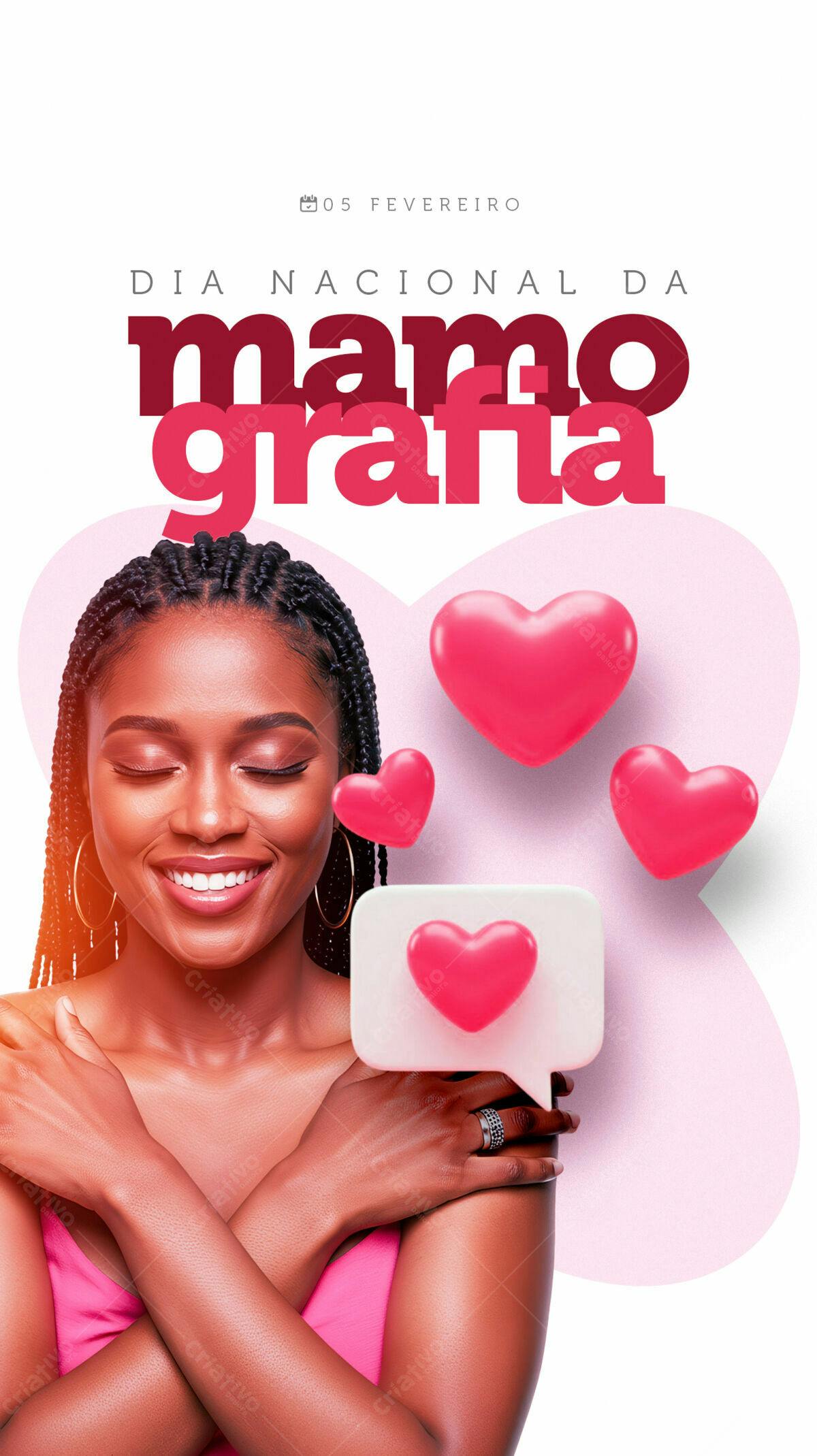 Flyer Dia Nacional da Mamografia PSD Editável