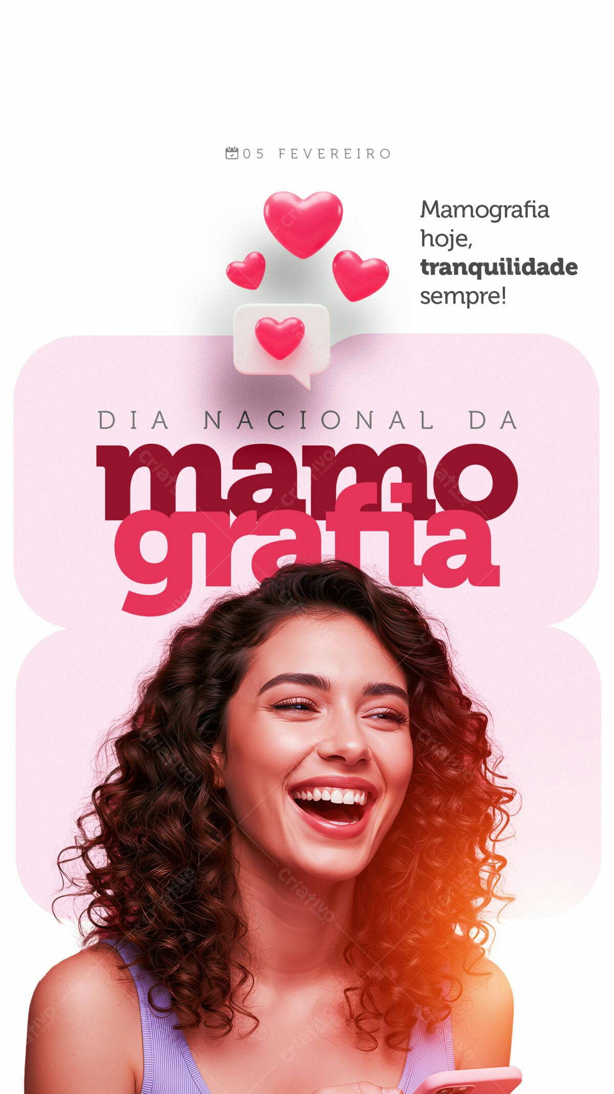 Flyer Dia Nacional da Mamografia PSD Editável