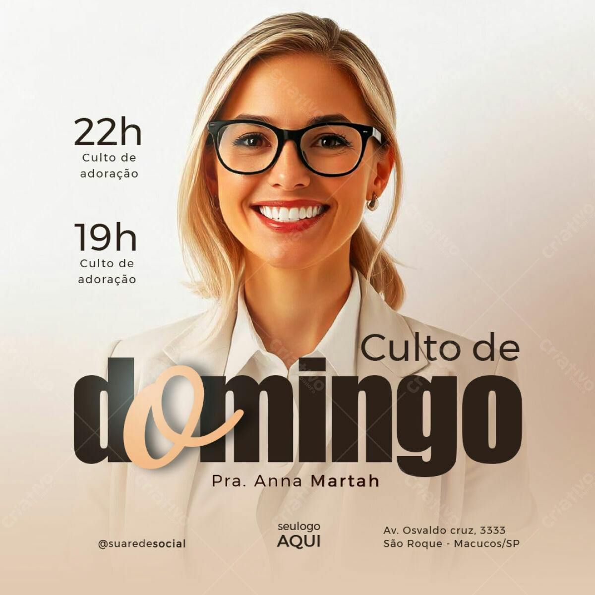 Flyer para Culto Dominical PSD Editável