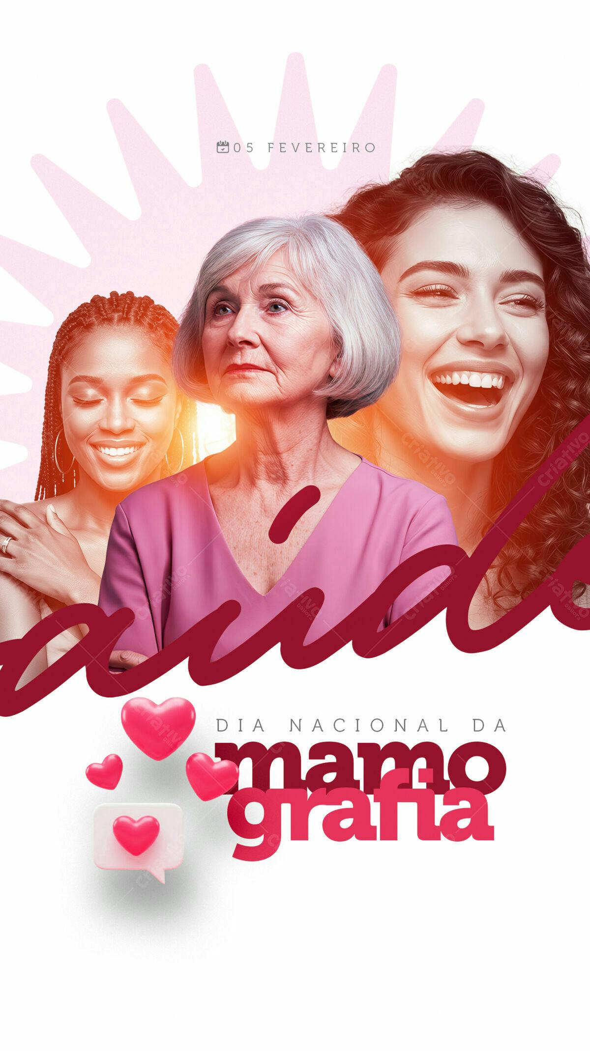 Flyer Dia Nacional da Mamografia PSD Editável