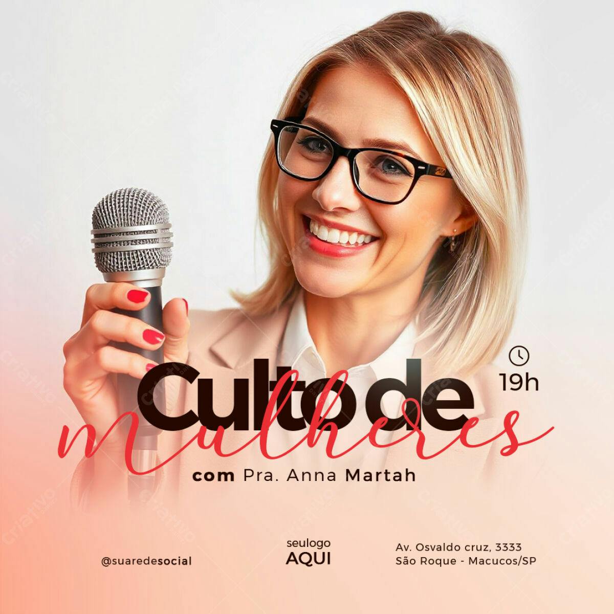 Flyer para Culto de Mulheres PSD Editável