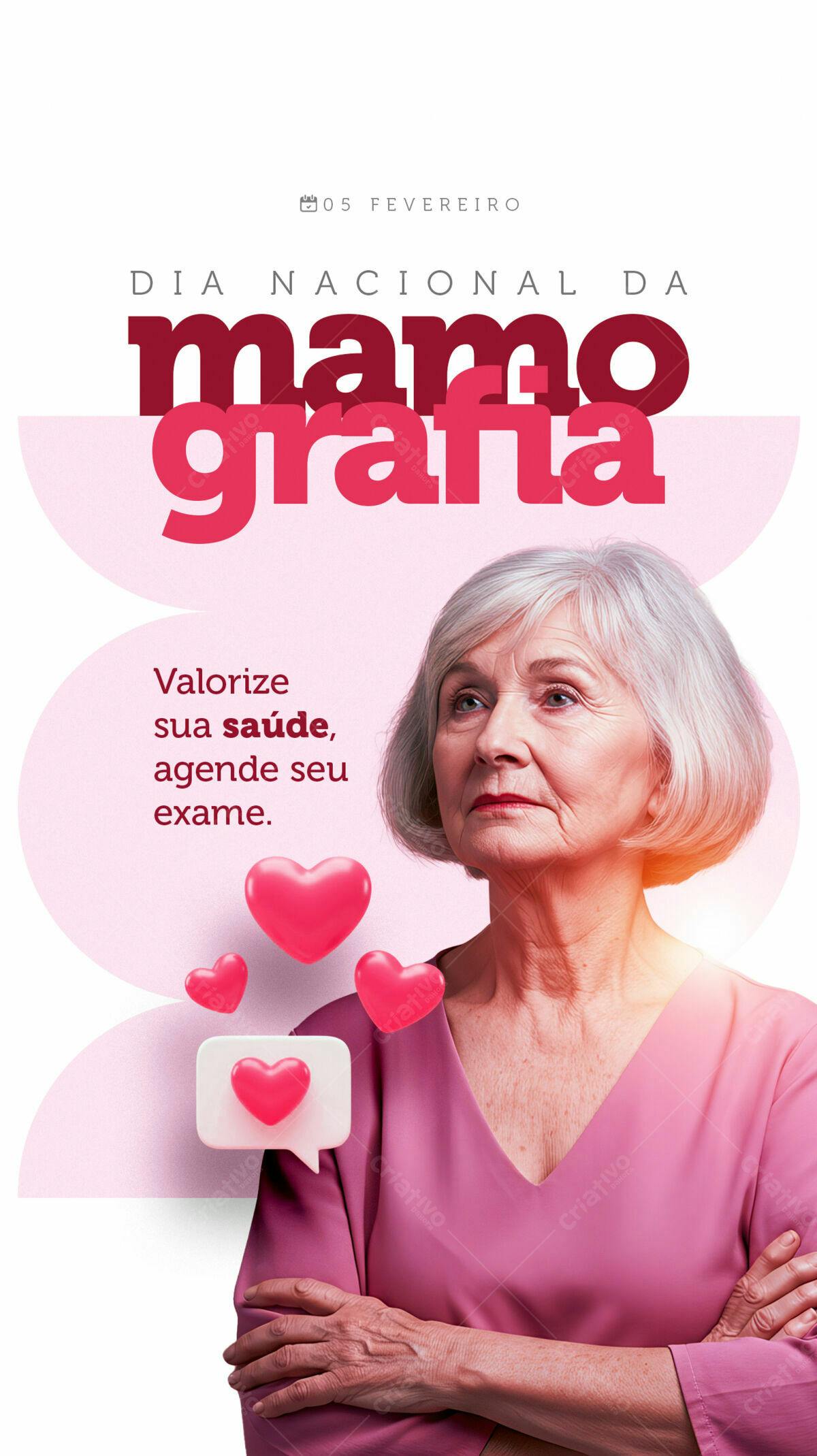 Flyer Dia Nacional da Mamografia PSD Editável