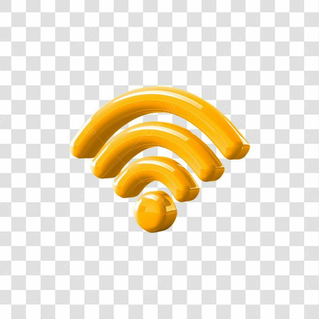 Logo Wifi 3D Amarela PNG com fundo transparente