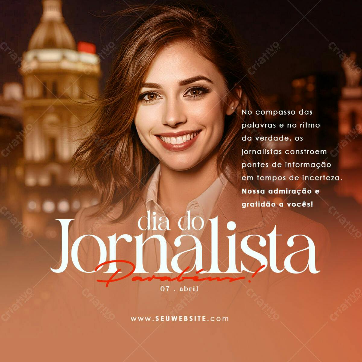 Post para Dia do Jornalista PSD Editável