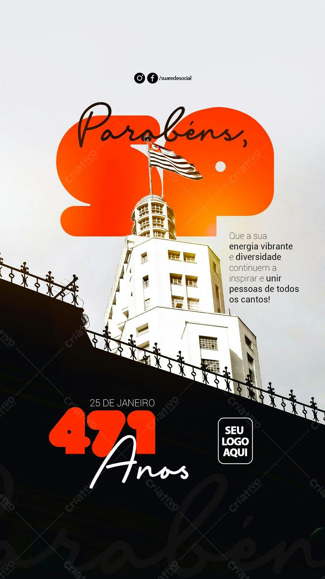 Flyer Aniversário 471 Anos Cidade PSD Editável
