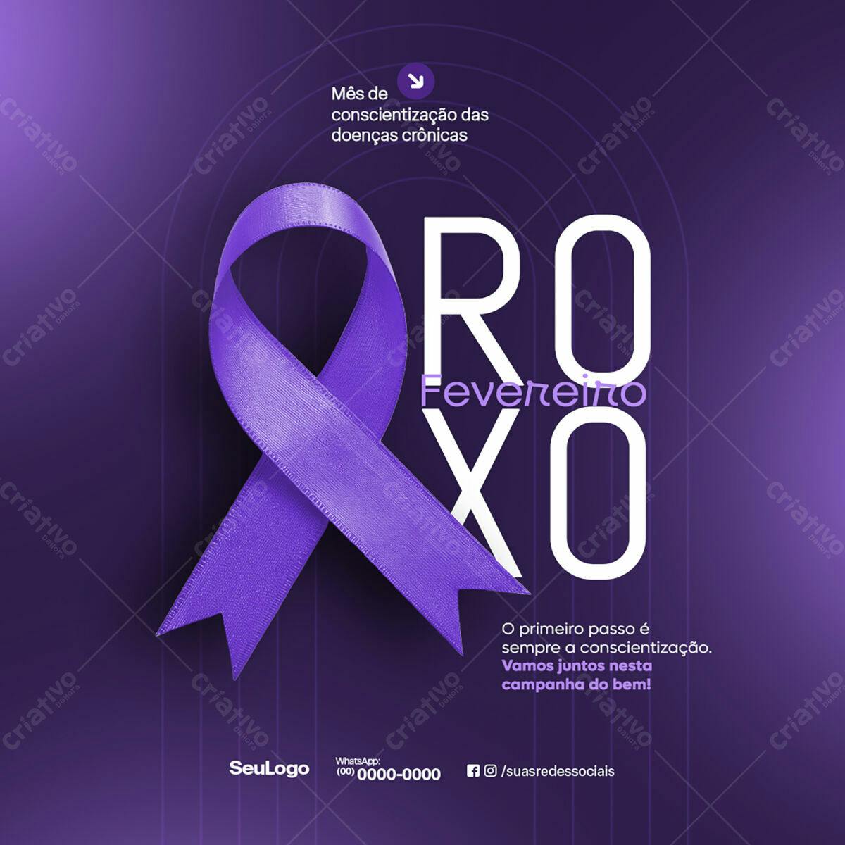 Post para Fevereiro Roxo PSD Editável