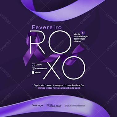Fevereiro Roxo Social Media Pds Editável