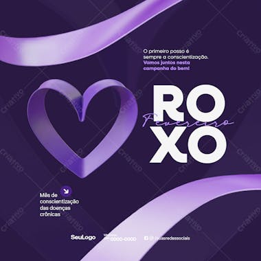 Fevereiro Roxo Social Media Pds Editável