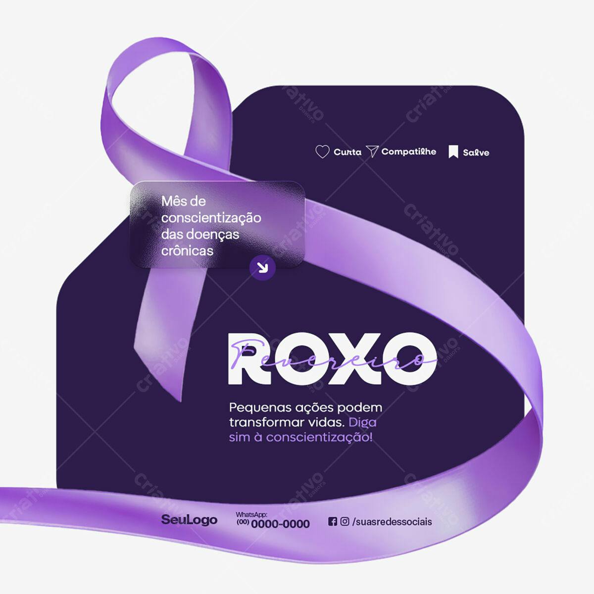 Post para o Fevereiro Roxo PSD Editável