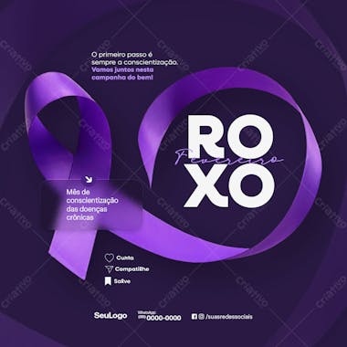 Fevereiro Roxo Social Media Pds Editável