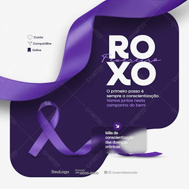 Fevereiro Roxo Social Media Pds Editável
