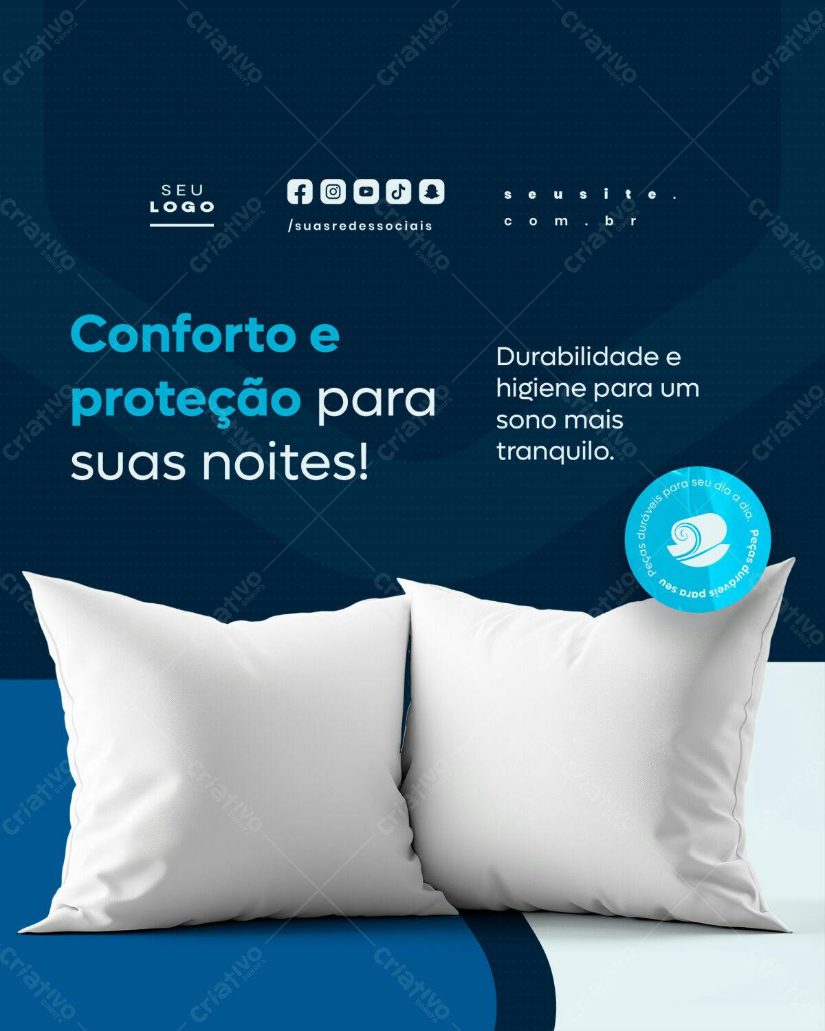 Mockup Travesseiros Conforto e Proteção PSD Editável