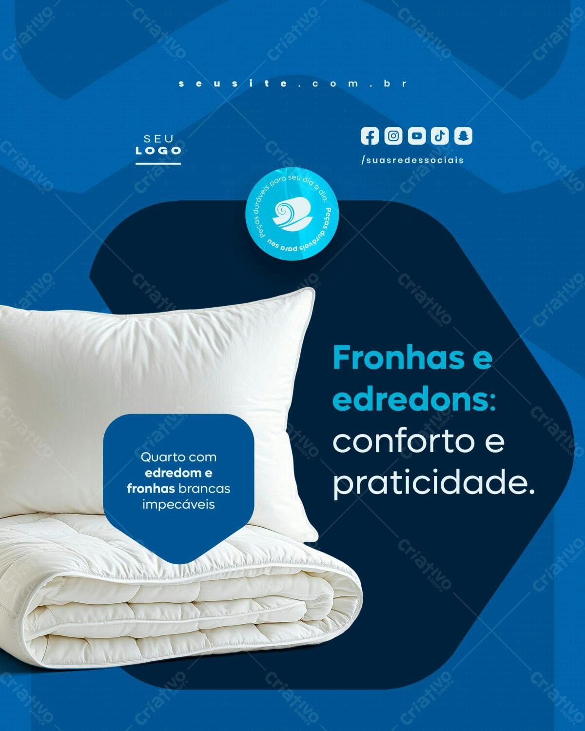 Flyer para Propaganda de Fronhas e Edredons PSD Editável