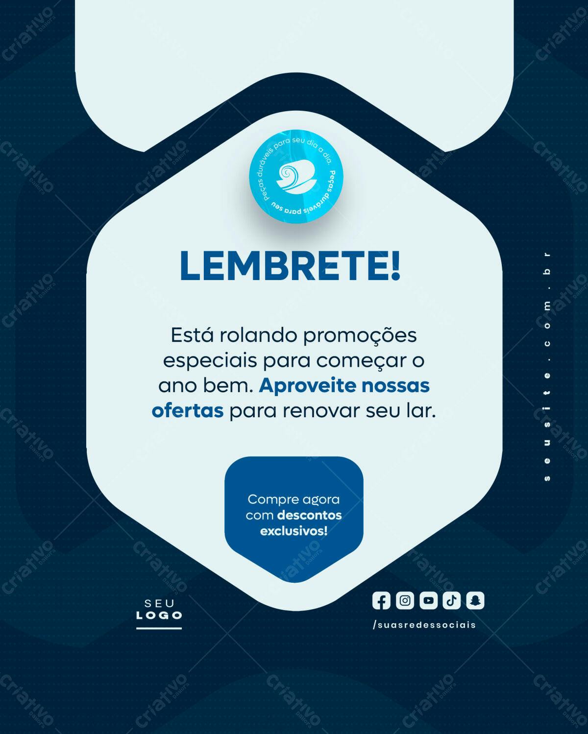 Postagem de Mídias Sociais para Promoções de Ano Novo PSD Editável