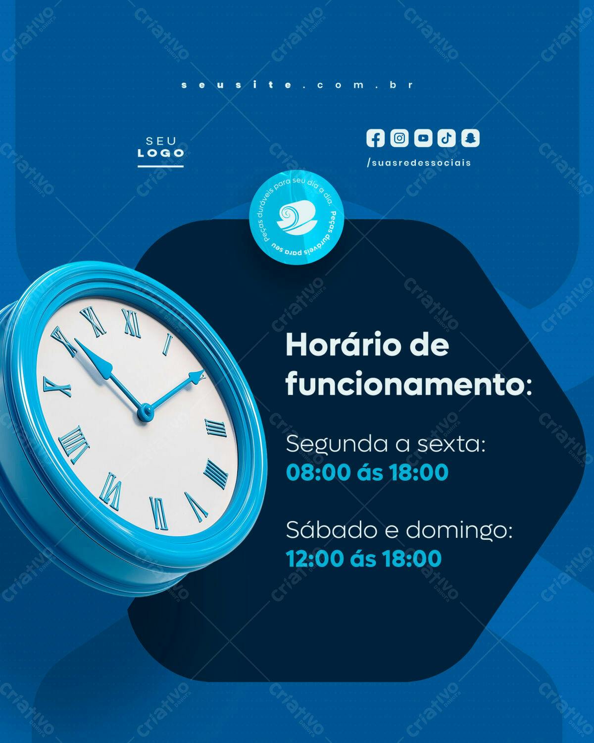 Flyer Horário de Funcionamento PSD Editável