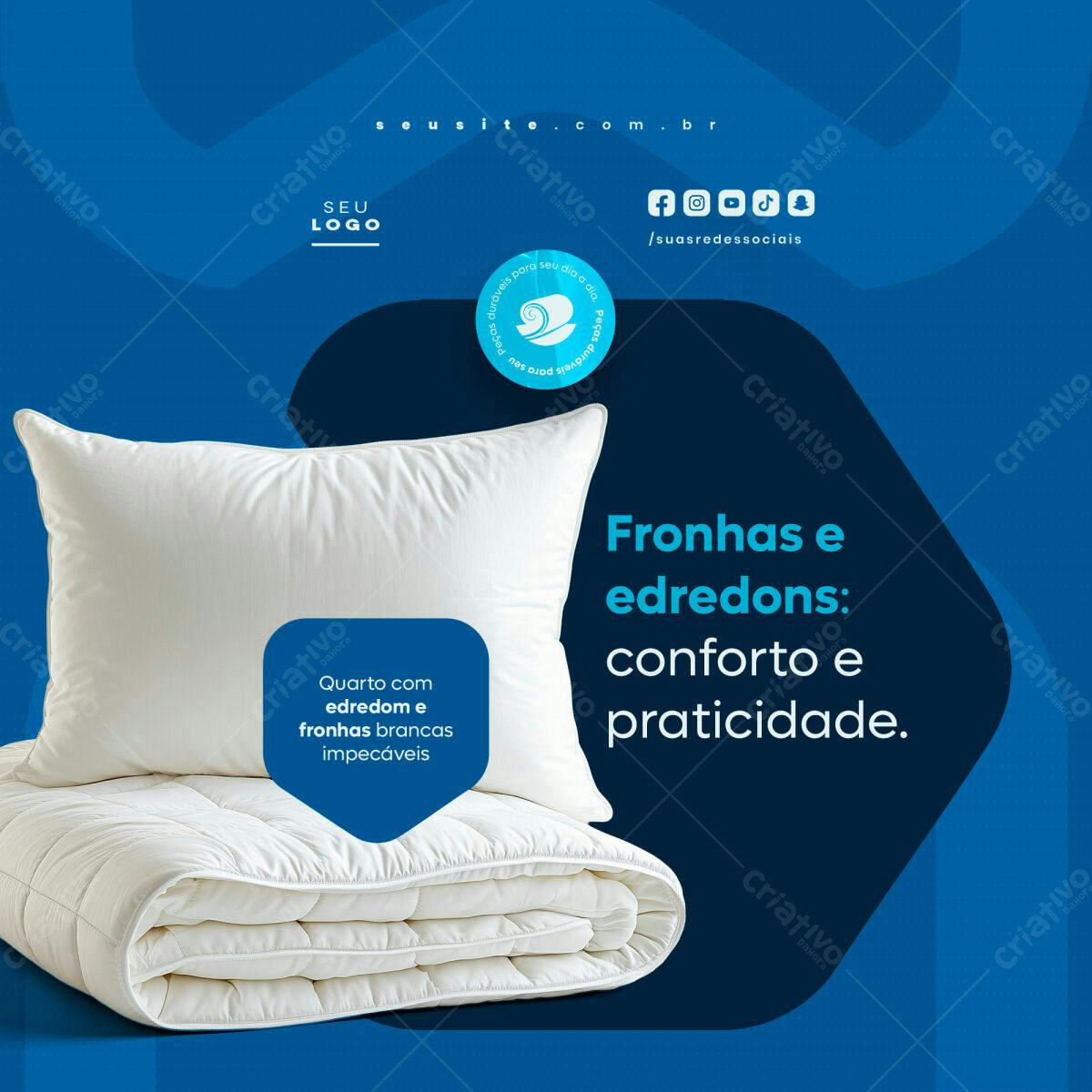 Post para Redes Sociais Fronhas e Edredons PSD Editável