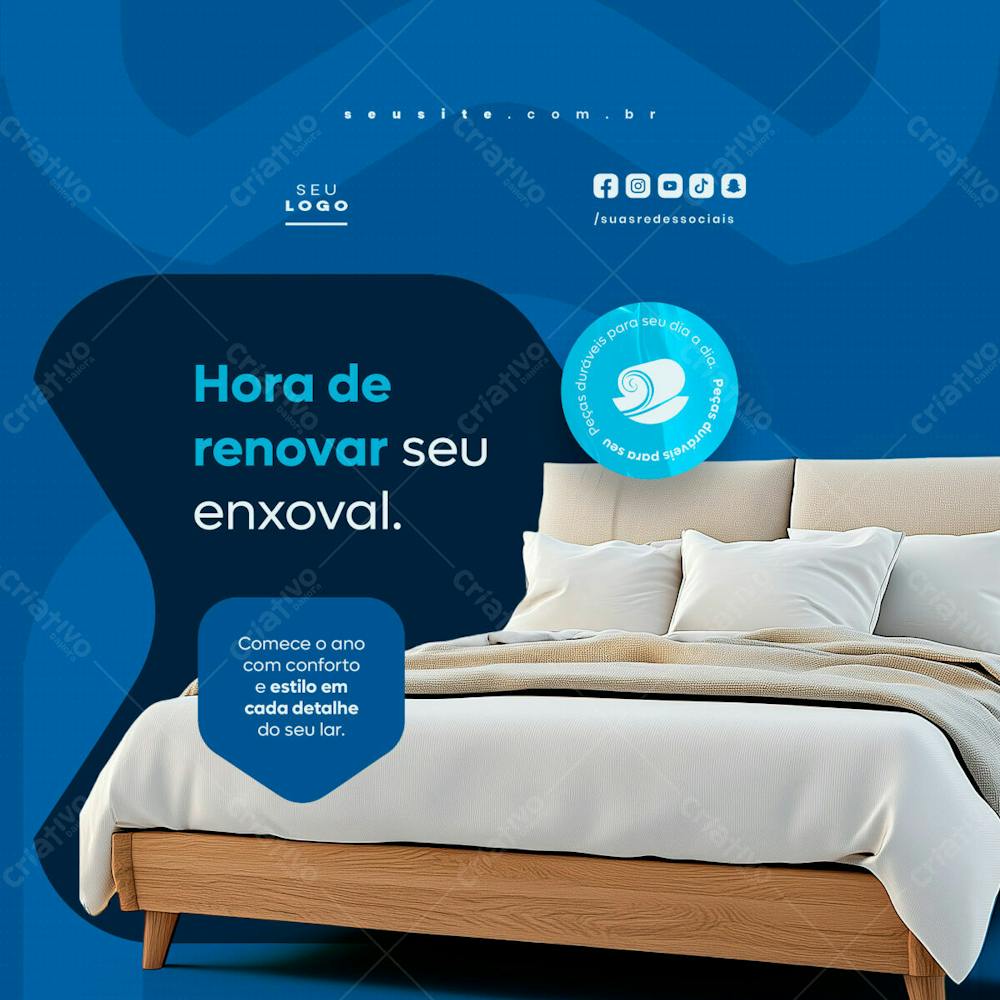 Cama Mesa E Banho Enxoval Feed Social Media Psd Editável