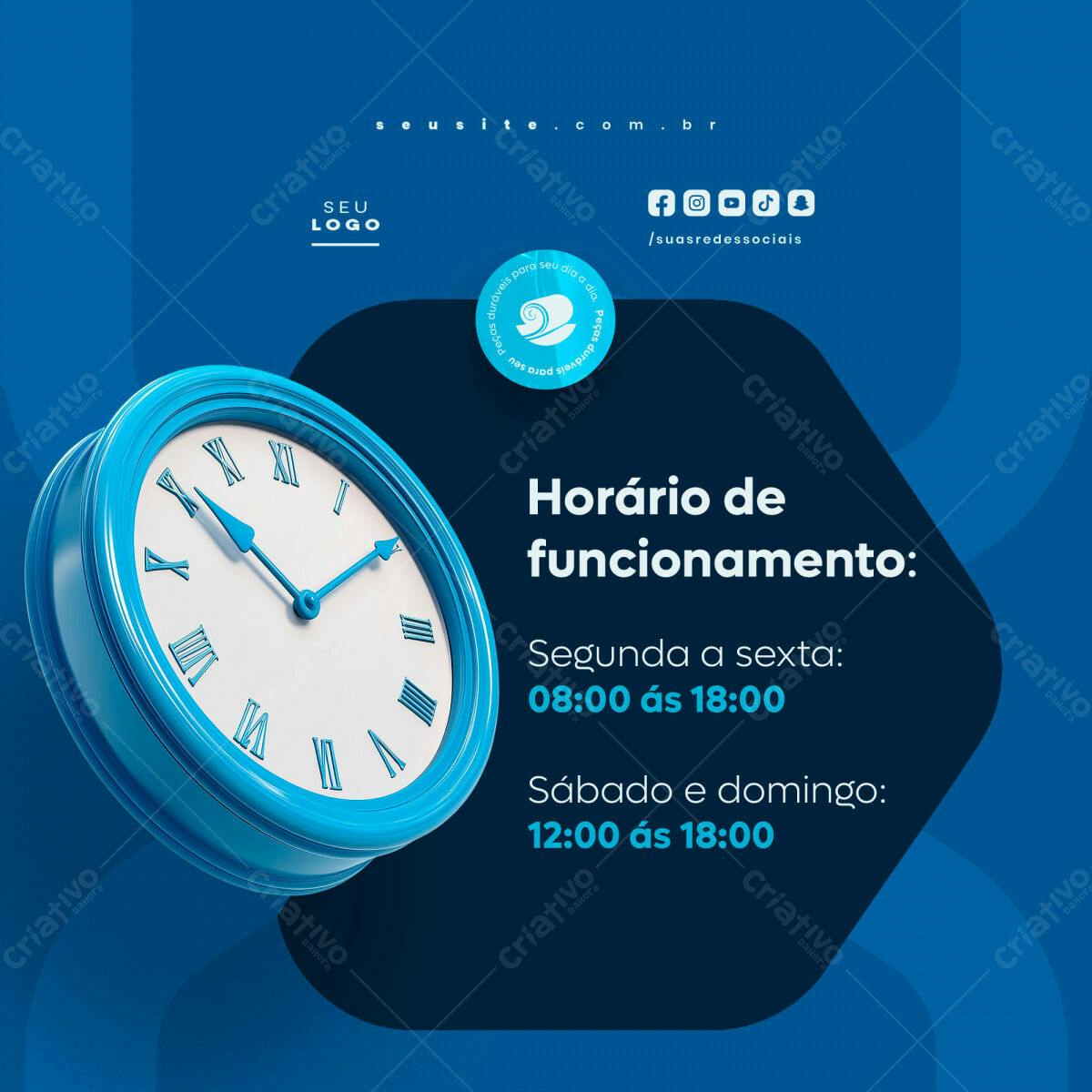 Post para Horário de Funcionamento PSD Editável