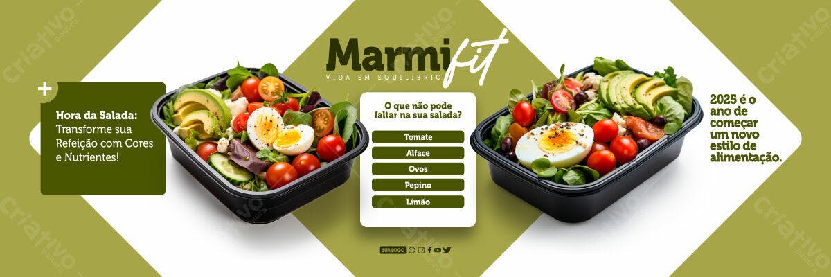 Banner Marmita Fit para Alimentação Saudável PSD Editável