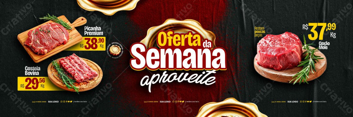 Banner Oferta da Semana Carnes PSD Editável
