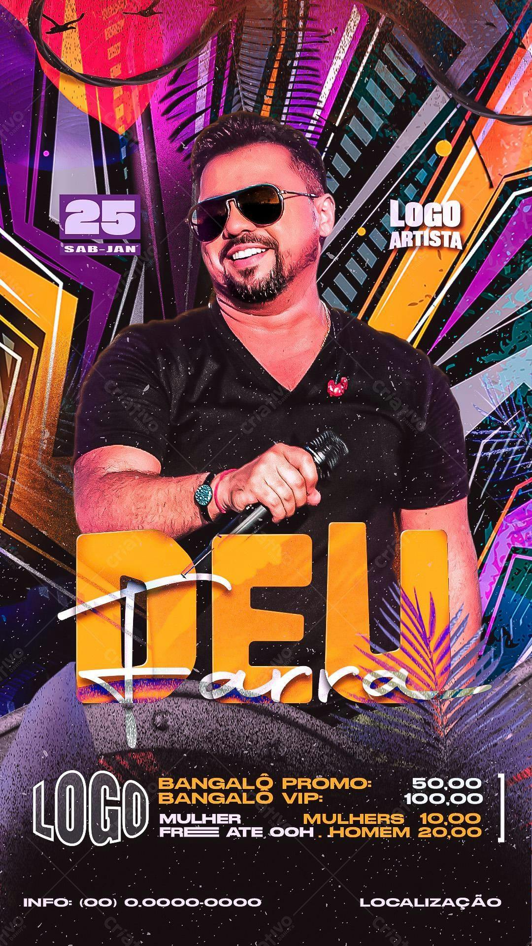 Flyer Show Musical Del Para PSD Editável