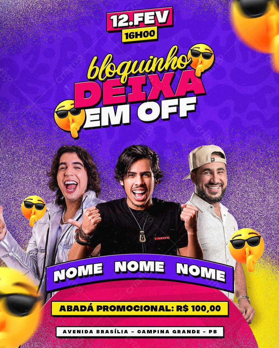 Flyer Bloquinho Deixa em Off PSD Editável