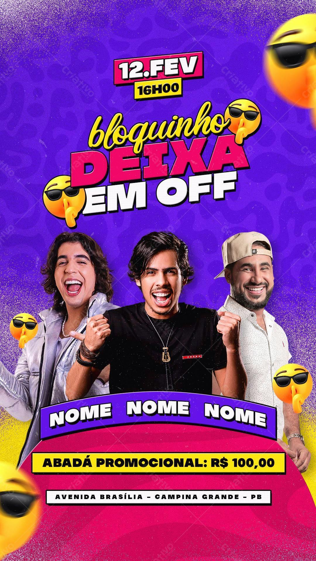 Flyer Bloquinho Deixa em Off PSD Editável
