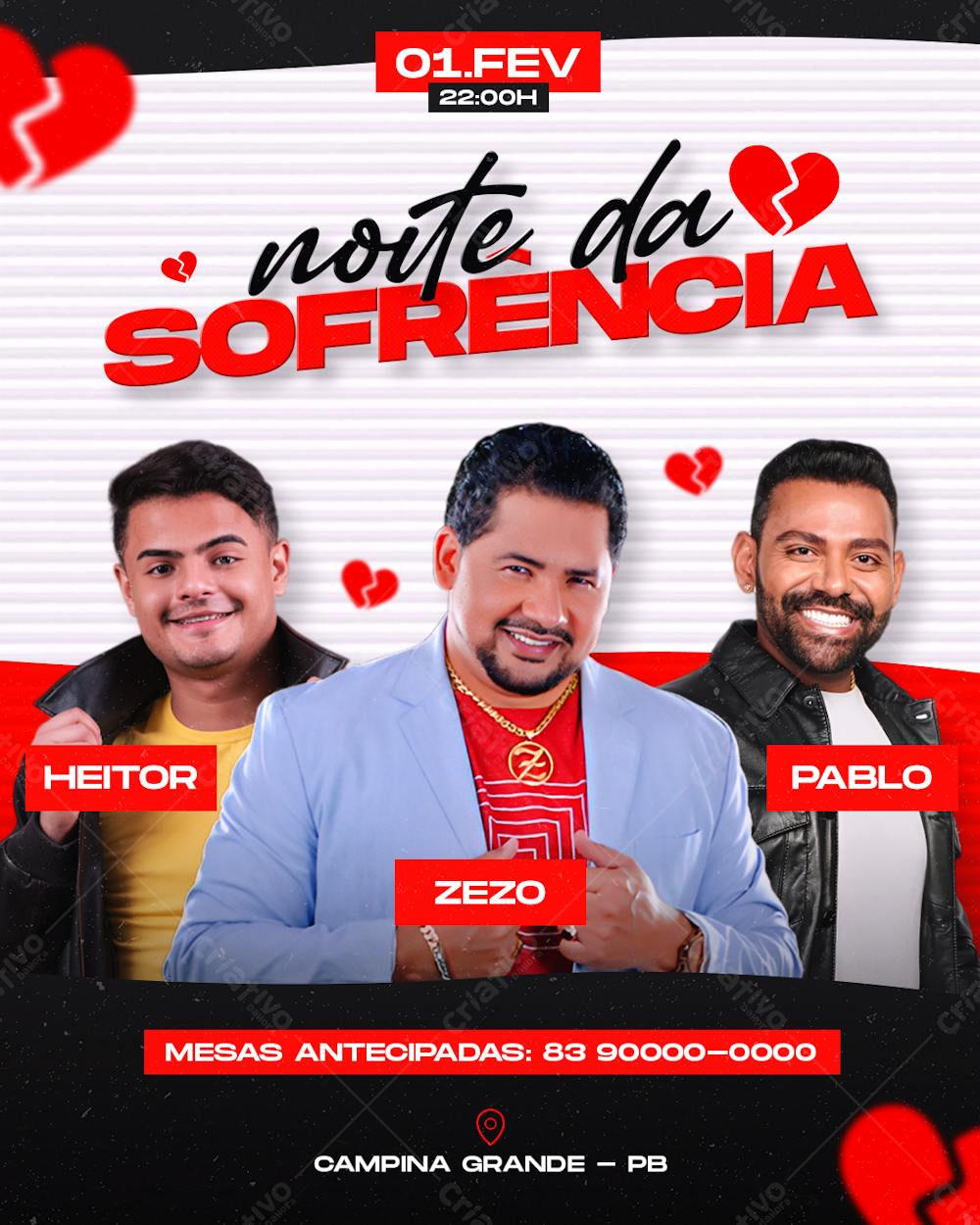 Noite Da Sofrencia Feed Editável