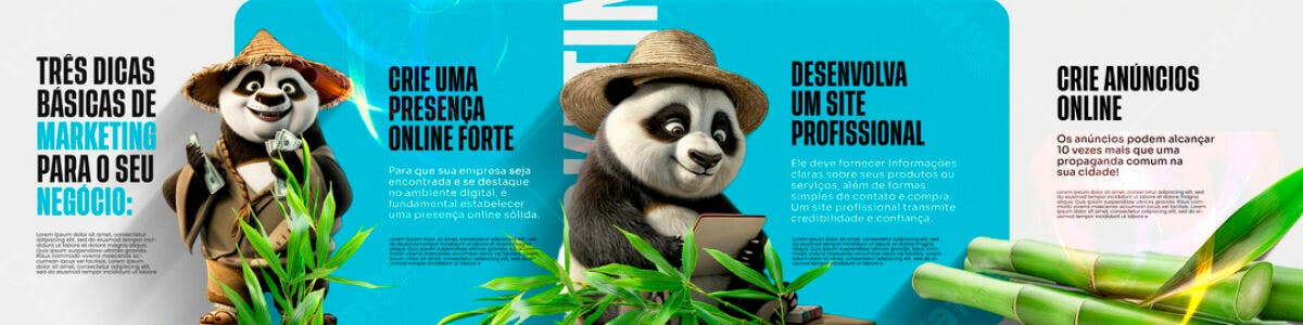 Banner Marketing Panda Azul PSD Editável