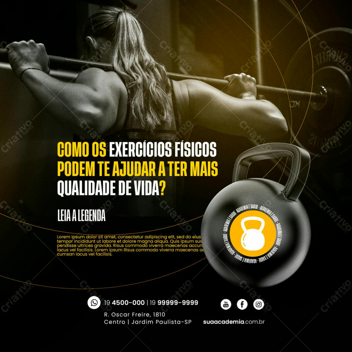 Post para Academia PSD Editável