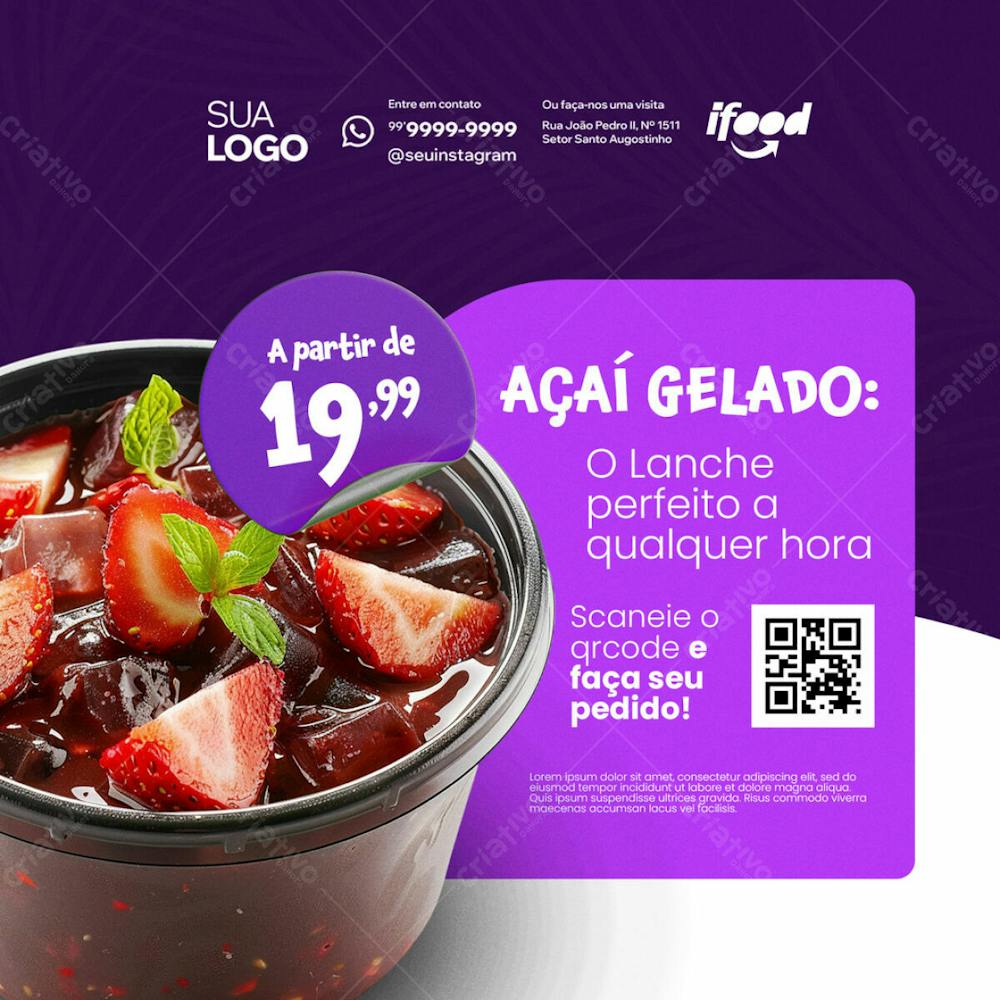 Açai Gelado O Lanche Perfeito