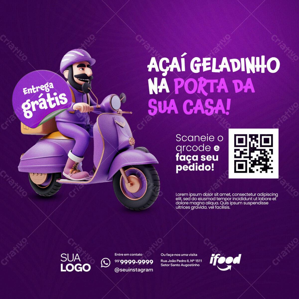 Flyer para Delivery de Açaí PSD Editável