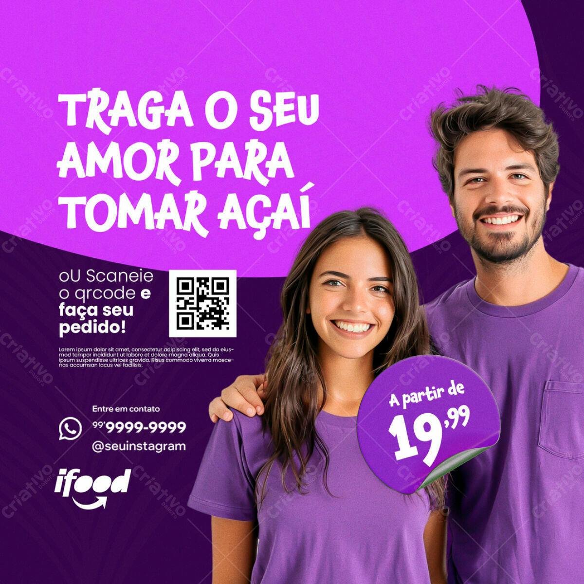 Flyer para Promoção de Açaí PSD Editável