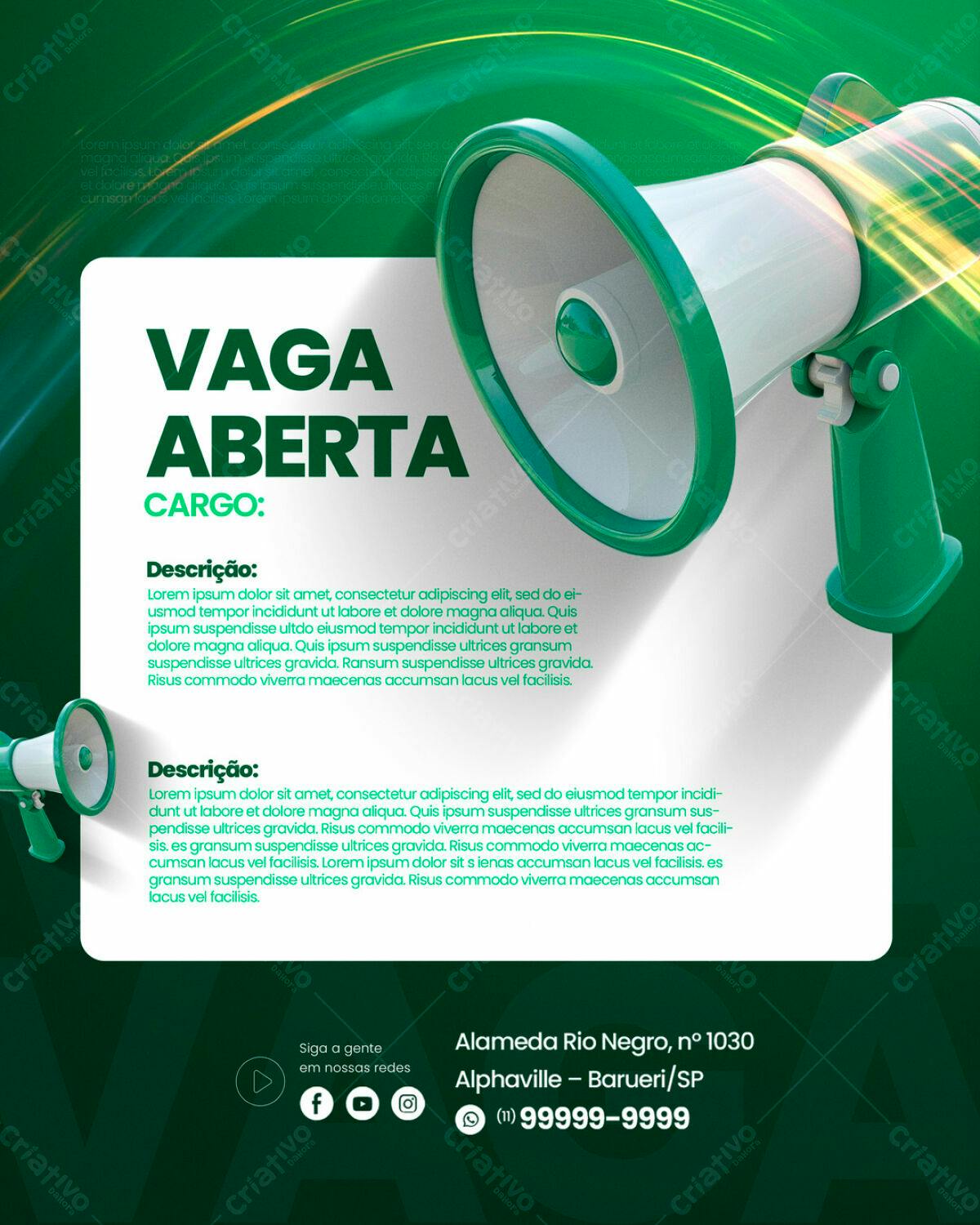 Flyer Vaga Aberta PSD Editável